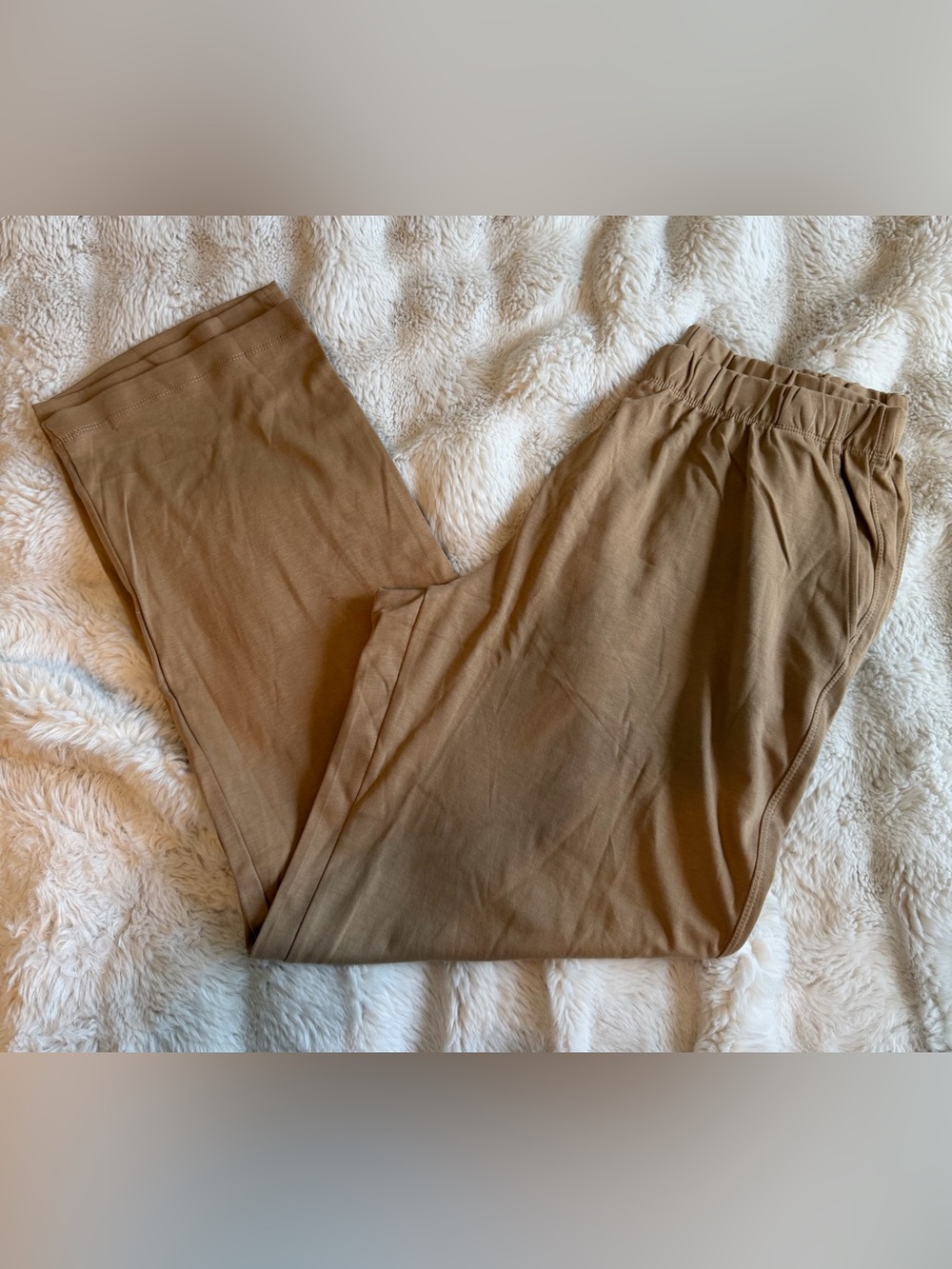 Lands’ End Sport Knit Straight Leg Pull On Pants Large 14-16 Tan NWOT
